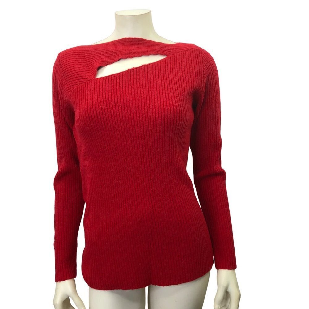 GIBSON LATIMER $84 SLIT FRONT RED SWEATER‎  LG NEW WITH TAG